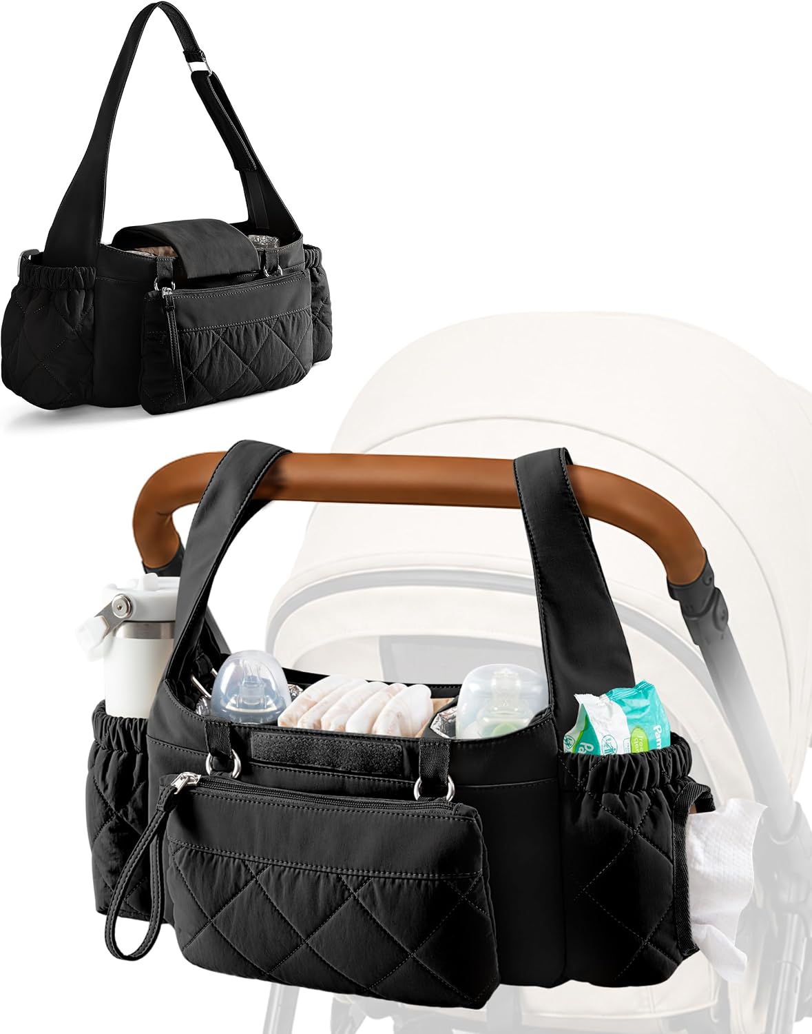 Stroller Organizer with Dual Insulated Cup Holders, Camel