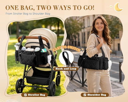 Stroller Organizer with Dual Insulated Cup Holders, Camel