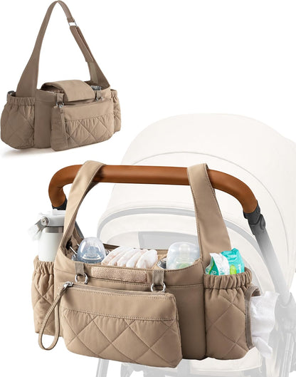 Stroller Organizer with Dual Insulated Cup Holders, Camel