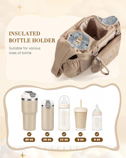 Stroller Organizer with Dual Insulated Cup Holders, Camel