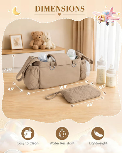 Stroller Organizer with Dual Insulated Cup Holders, Camel
