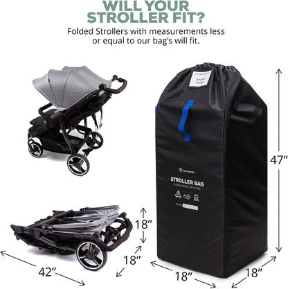 Gate Check Stroller Bag for Airplane Travel Durable & Convenient Nylon Stroller Travel Bag with Backpack Straps - Perfect Stroller Cover for Umbrella Stroller & Single to Double Stroller