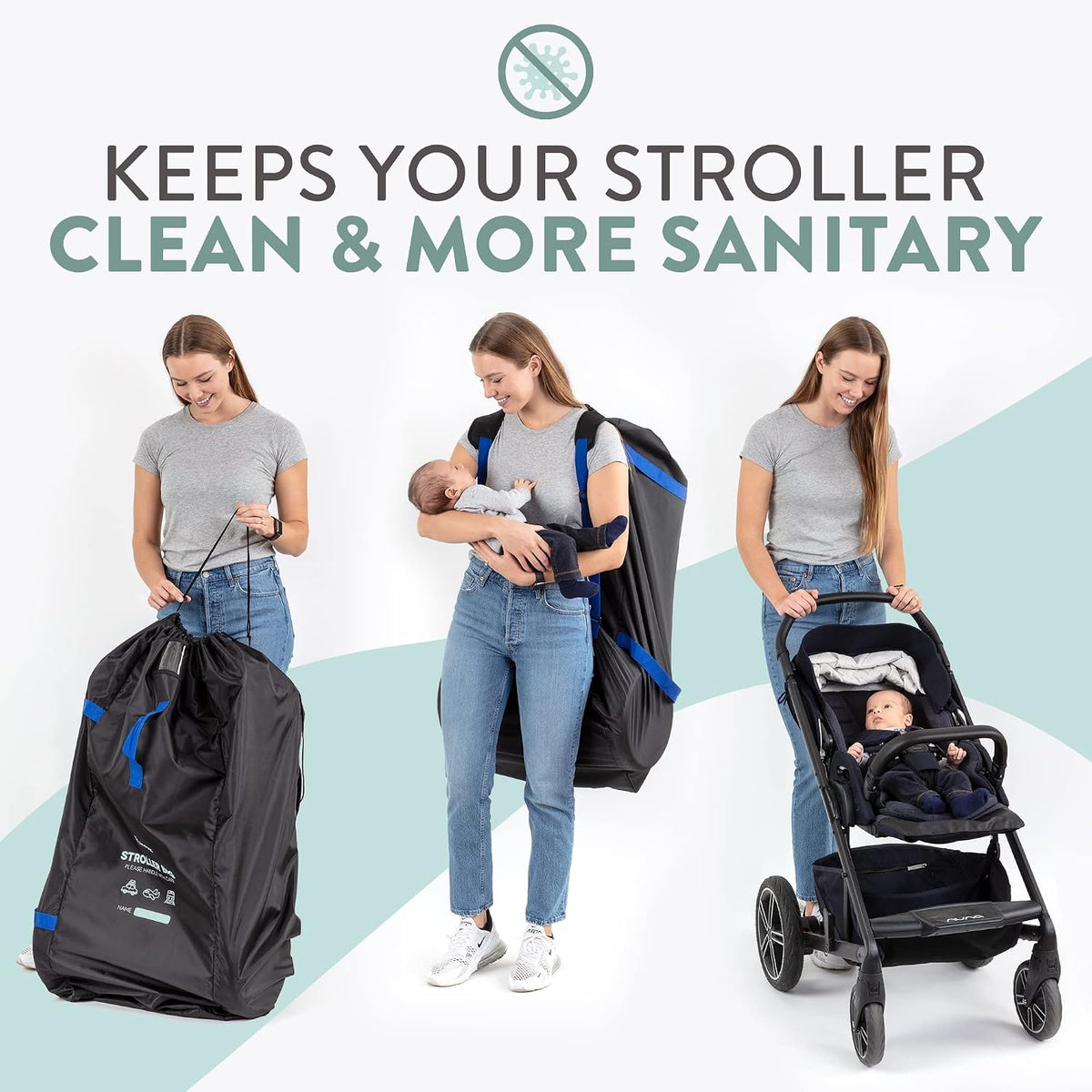Gate Check Stroller Bag for Airplane Travel Durable & Convenient Nylon Stroller Travel Bag with Backpack Straps - Perfect Stroller Cover for Umbrella Stroller & Single to Double Stroller