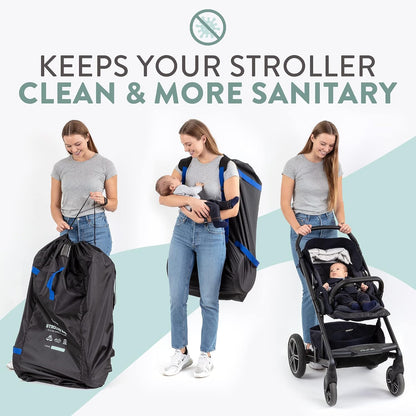 Gate Check Stroller Bag for Airplane Travel Durable & Convenient Nylon Stroller Travel Bag with Backpack Straps - Perfect Stroller Cover for Umbrella Stroller & Single to Double Stroller