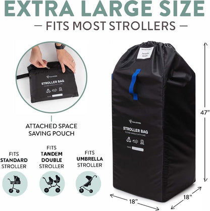 Gate Check Stroller Bag for Airplane Travel Durable & Convenient Nylon Stroller Travel Bag with Backpack Straps - Perfect Stroller Cover for Umbrella Stroller & Single to Double Stroller