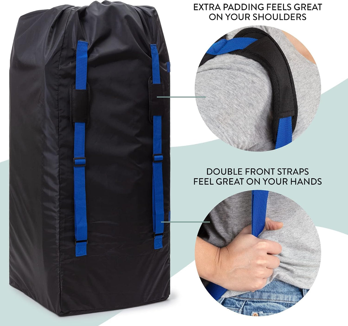 Gate Check Stroller Bag for Airplane Travel Durable & Convenient Nylon Stroller Travel Bag with Backpack Straps - Perfect Stroller Cover for Umbrella Stroller & Single to Double Stroller