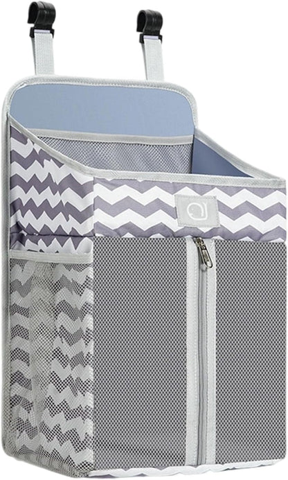 Practical Bedsides Hanging Storage Bag for Diapers Bottles Toy Sturdy Oxford Cloth Organizers with Pockets Changing Table Diaper Organizers