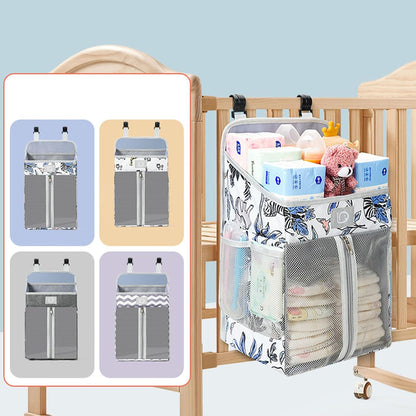 Practical Bedsides Hanging Storage Bag for Diapers Bottles Toy Sturdy Oxford Cloth Organizers with Pockets Changing Table Diaper Organizers