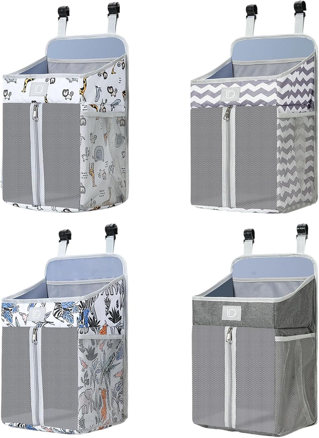 Practical Bedsides Hanging Storage Bag for Diapers Bottles Toy Sturdy Oxford Cloth Organizers with Pockets Changing Table Diaper Organizers