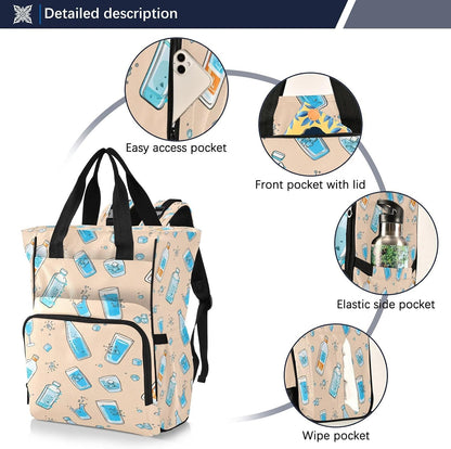 Water Bottles Diaper Bag Backpack Waterproof Large Capacity Multifunctional Diaper Bags with Insulated Pockets and Stroller Straps Travel Backpack for Baby Girl/Boy