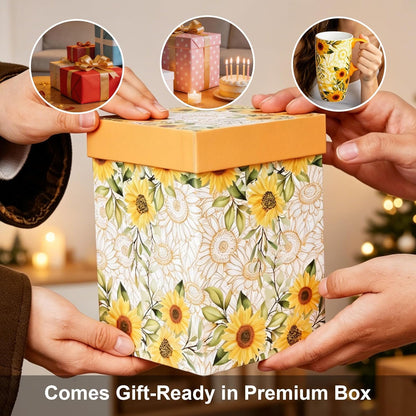 Botanical Ceramic Travel Mug with Lid, 17oz Floral Coffee Mug | Microwave & Dishwasher Safe Tea Cup with Gift Box
