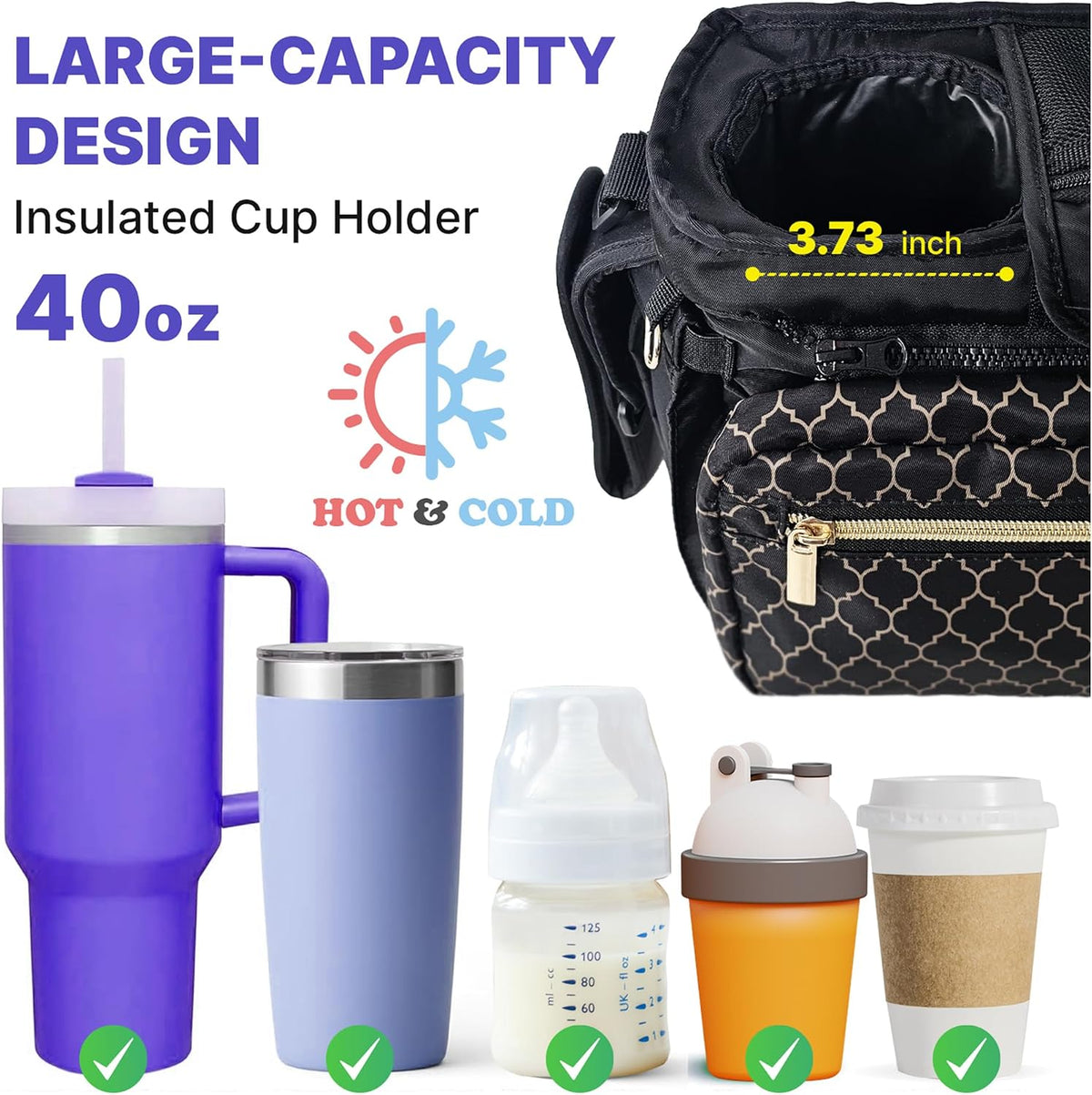 Stroller Organizer with Cup Holders – 9-in-1 Universal Baby Stroller Caddy with Multiple Pockets, Detachable Pouch & Pacifier Bag, Hooks & Adjustable Reflective Straps, Fits Most Strollers.