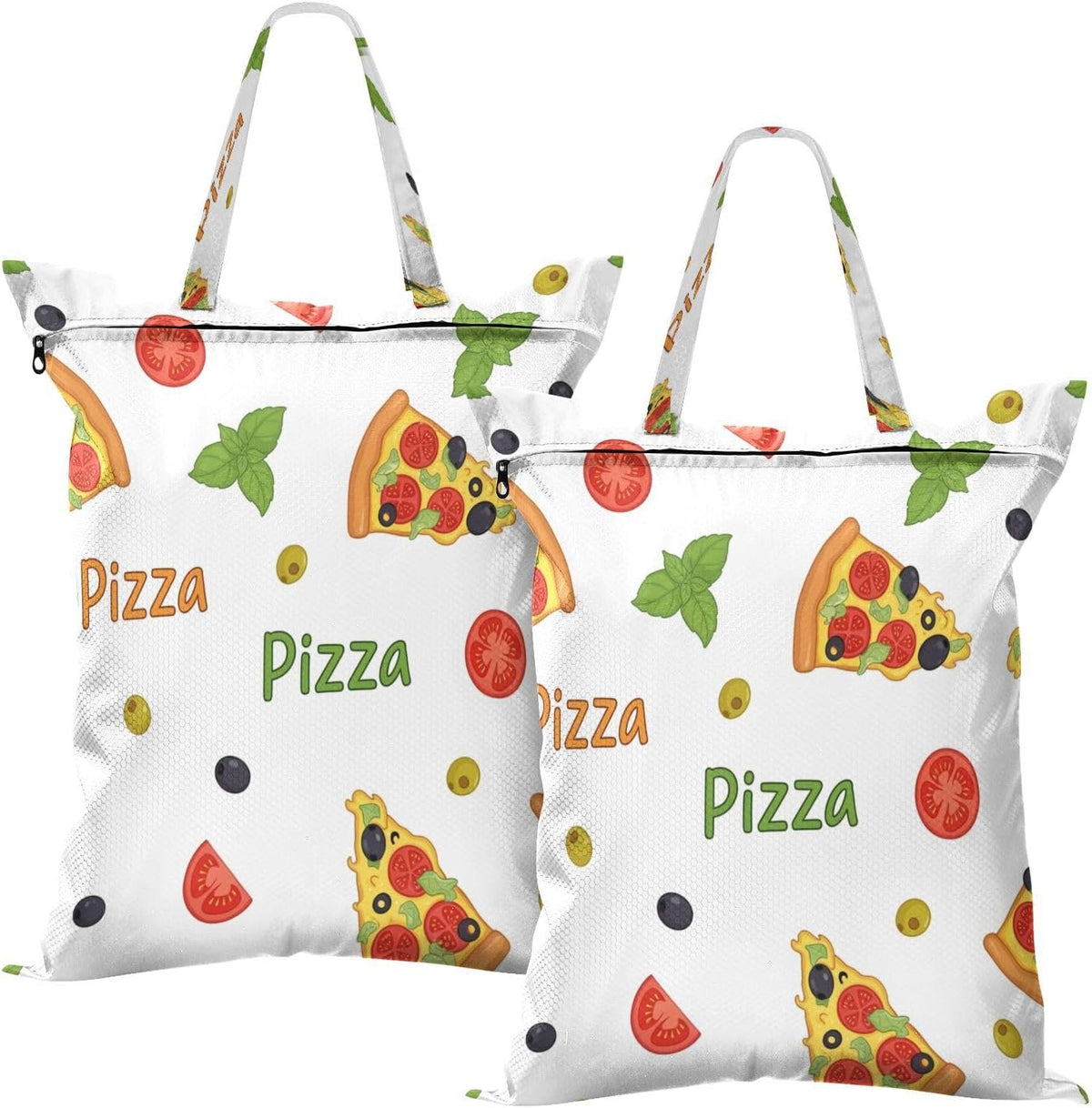 Tomato Pizza Waterproof Travel Laundry Bag Reusable 2pk