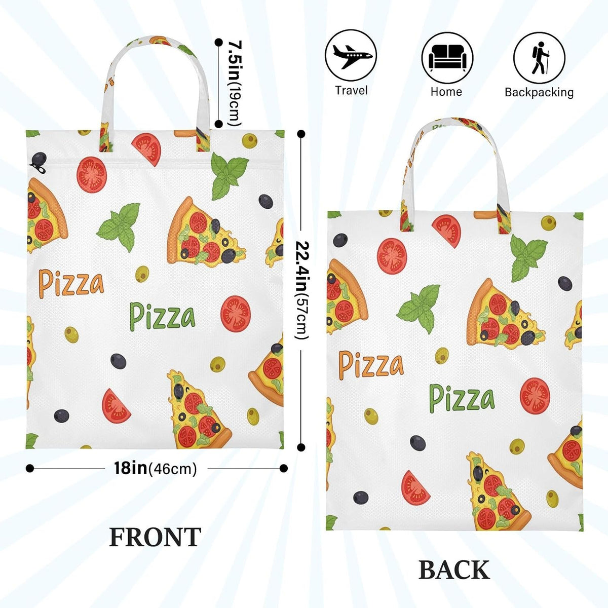 Tomato Pizza Waterproof Travel Laundry Bag Reusable 2pk