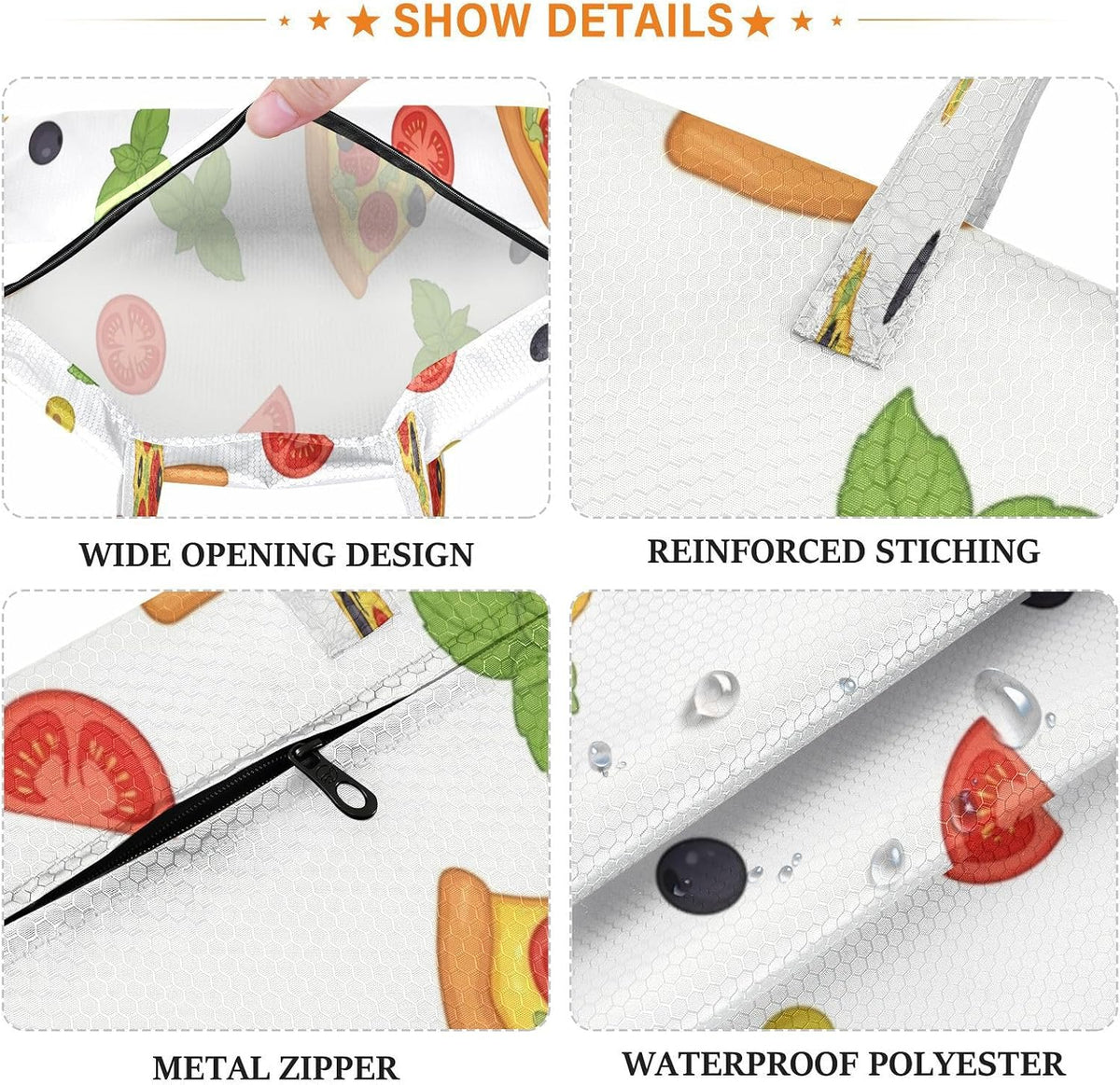 Tomato Pizza Waterproof Travel Laundry Bag Reusable 2pk
