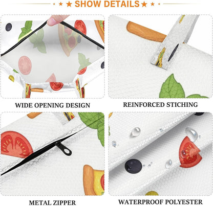 Tomato Pizza Waterproof Travel Laundry Bag Reusable 2pk