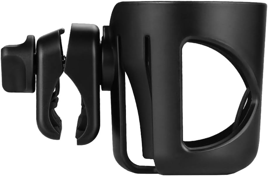 Universal Cup Holder for Stroller, Bike, Scooter & Wheelchair – Compatible with Stanley, Hydroflask, Yeti, Owala – 360° Rotating, Anti-Shake, Spill Resistant – Secure Fit (Black)