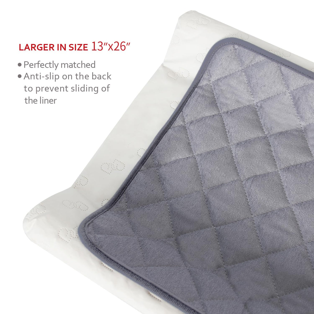 Diaper Changing Pad Liners Grey, 13"x 26" Inch, 3 Pack