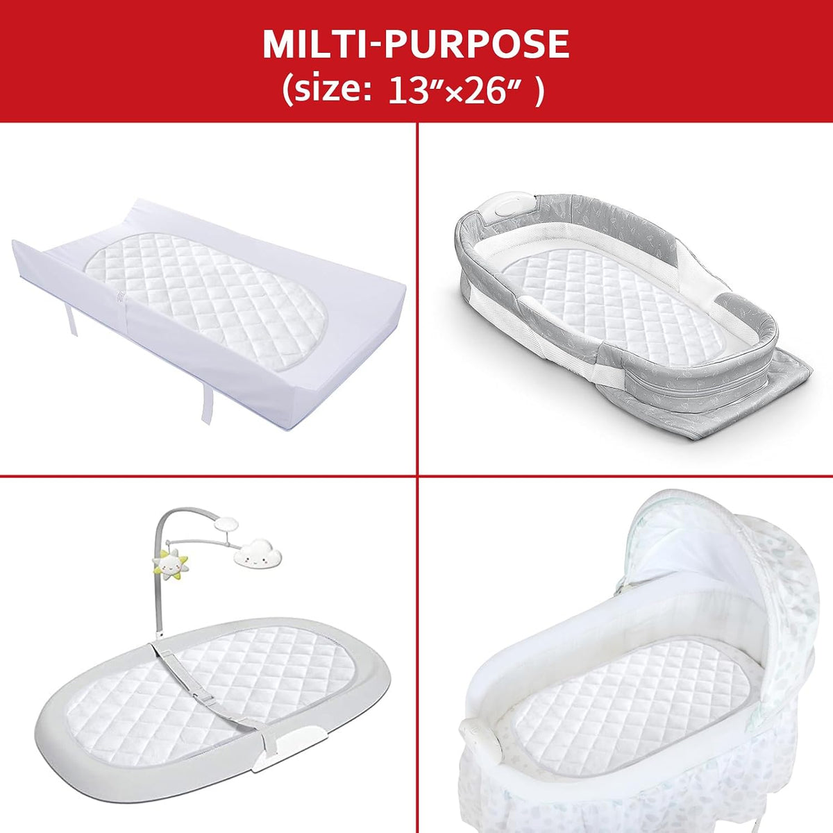 Diaper Changing Pad Liners Grey, 13"x 26" Inch, 3 Pack