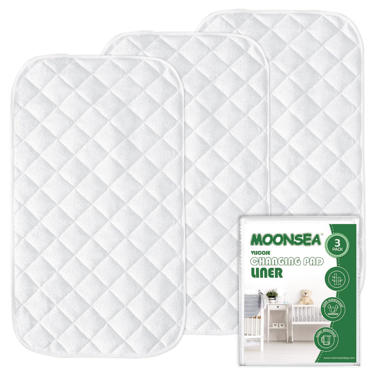 Diaper Changing Pad Liners Grey, 13"x 26" Inch, 3 Pack