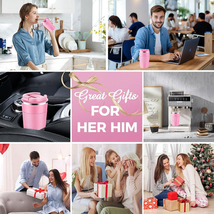 Volhoply 13 oz Stainless Steel Insulated Travel Coffee Mug with Fip Lid,Reusable Double Wall Vacuum Metal Coffee Cup,Portable to Go Leak Proof Cafe Thermal Tumbler for Hot & Cold Drinks(Gray,1)