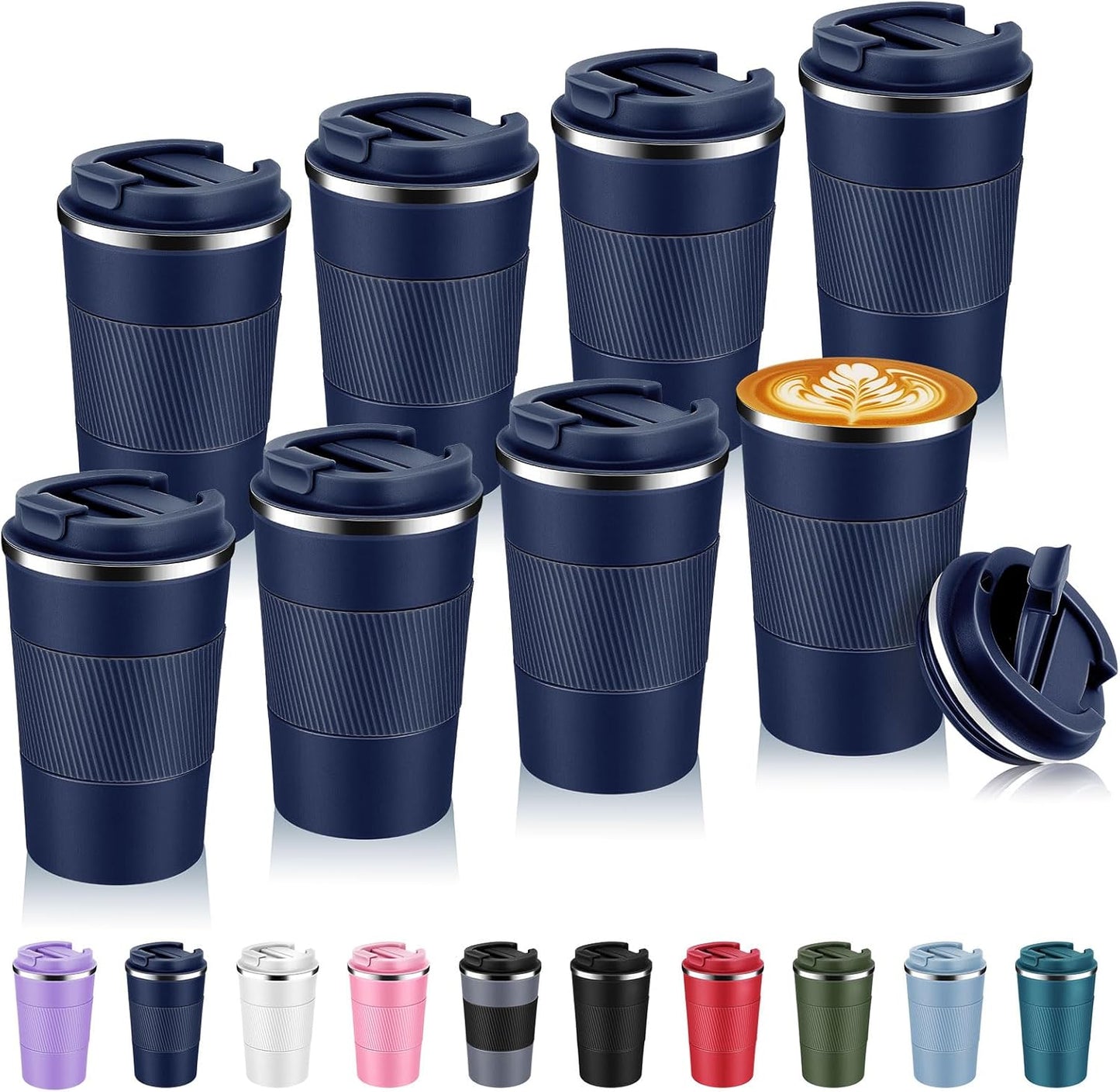 Volhoply 13 oz Stainless Steel Insulated Travel Coffee Mug with Fip Lid,Reusable Double Wall Vacuum Metal Coffee Cup,Portable to Go Leak Proof Cafe Thermal Tumbler for Hot & Cold Drinks(Gray,1)