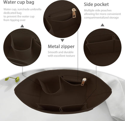 Felt Handbag Organizer Insert, Divider Bag Liner Fit Longchamp Le Pliage Tote, Shape Retaining Purse OrganizerY012-beige-L