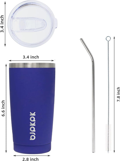 20oz Coffee Tumbler with Lid & Straw, Insulated Stainless Steel Mug | Double Wall Vacuum, Keeps Hot/Cold, BPA Free, Leak Proof, Iced Coffee Cup Fit Car Holder, Travel & Beach, Turquoise - Colors A