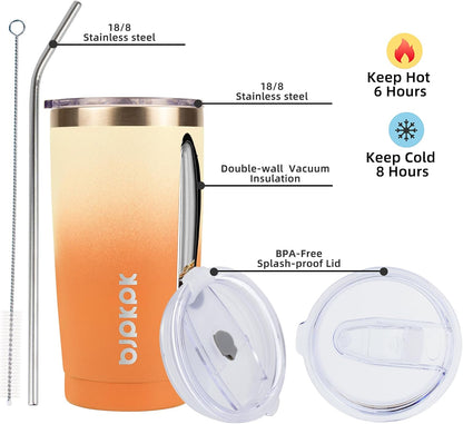 20oz Coffee Tumbler with Lid & Straw, Insulated Stainless Steel Mug | Double Wall Vacuum, Keeps Hot/Cold, BPA Free, Leak Proof, Iced Coffee Cup Fit Car Holder, Travel & Beach, Turquoise - Colors A