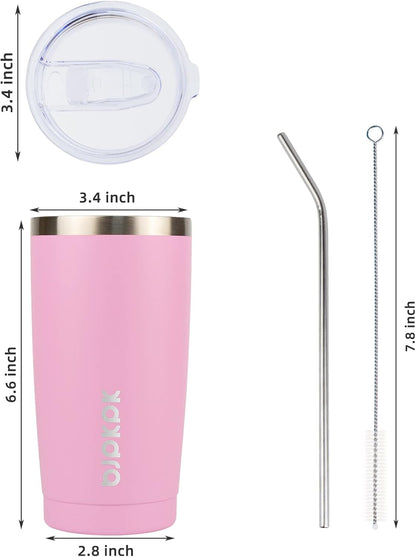 20oz Coffee Tumbler with Lid & Straw, Insulated Stainless Steel Mug | Double Wall Vacuum, Keeps Hot/Cold, BPA Free, Leak Proof, Iced Coffee Cup Fit Car Holder, Travel & Beach, Turquoise - Colors A