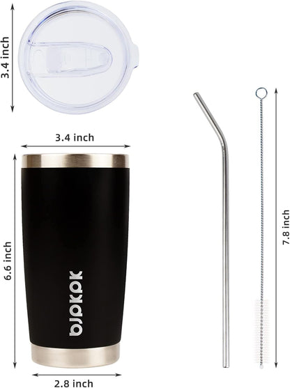 20oz Coffee Tumbler with Lid & Straw, Insulated Stainless Steel Mug | Double Wall Vacuum, Keeps Hot/Cold, BPA Free, Leak Proof, Iced Coffee Cup Fit Car Holder, Travel & Beach, Turquoise - Colors A
