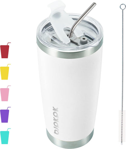 20oz Coffee Tumbler with Lid & Straw, Insulated Stainless Steel Mug | Double Wall Vacuum, Keeps Hot/Cold, BPA Free, Leak Proof, Iced Coffee Cup Fit Car Holder, Travel & Beach, Turquoise - Colors A