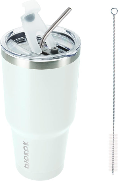 20oz Coffee Tumbler with Lid & Straw, Insulated Stainless Steel Mug | Double Wall Vacuum, Keeps Hot/Cold, BPA Free, Leak Proof, Iced Coffee Cup Fit Car Holder, Travel & Beach, Turquoise - Colors A