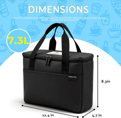 Reusable 3-Cup Drink Carrier, Insulated Cooler Bag | Lightweight, 4-layer Insulation, Removeable Dividers, Multiple Pockets, For Delivery, Picnics and Travel