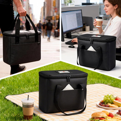 Reusable 3-Cup Drink Carrier, Insulated Cooler Bag | Lightweight, 4-layer Insulation, Removeable Dividers, Multiple Pockets, For Delivery, Picnics and Travel