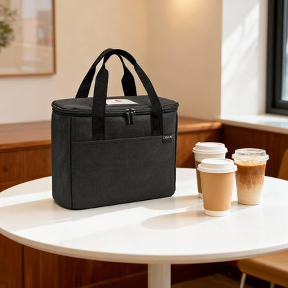 Reusable 3-Cup Drink Carrier, Insulated Cooler Bag | Lightweight, 4-layer Insulation, Removeable Dividers, Multiple Pockets, For Delivery, Picnics and Travel