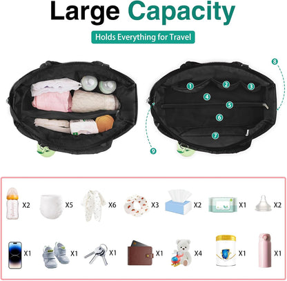 Diaper Bag Tote, Puffer Diaper Tote Bags for Women Lightweight Travel Work Hospital Baby Bag Crossbody Mommy Bag