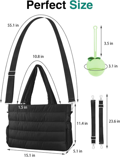 Diaper Bag Tote, Puffer Diaper Tote Bags for Women Lightweight Travel Work Hospital Baby Bag Crossbody Mommy Bag