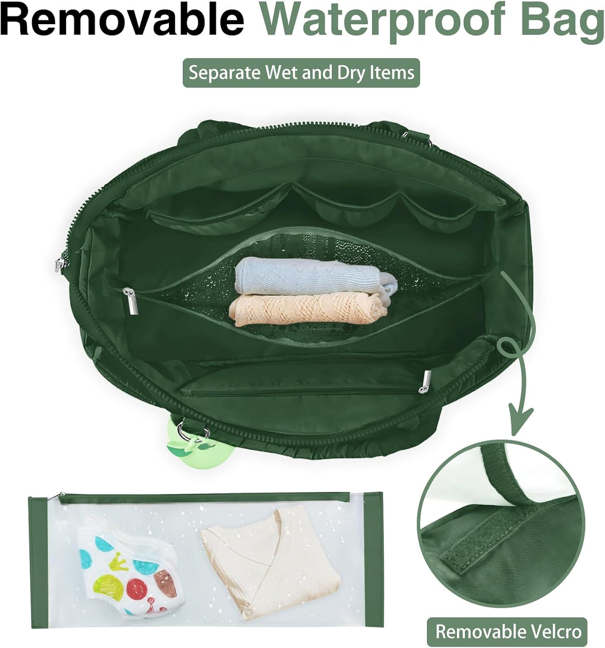 Diaper Bag Tote, Puffer Diaper Tote Bags for Women Lightweight Travel Work Hospital Baby Bag Crossbody Mommy Bag