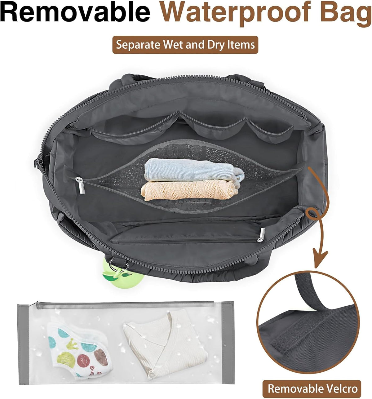 Diaper Bag Tote, Puffer Diaper Tote Bags for Women Lightweight Travel Work Hospital Baby Bag Crossbody Mommy Bag