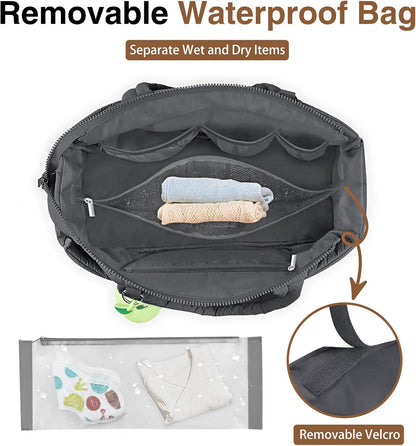 Diaper Bag Tote, Puffer Diaper Tote Bags for Women Lightweight Travel Work Hospital Baby Bag Crossbody Mommy Bag