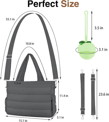Diaper Bag Tote, Puffer Diaper Tote Bags for Women Lightweight Travel Work Hospital Baby Bag Crossbody Mommy Bag