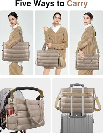 Diaper Bag Tote, Puffer Diaper Tote Bags for Women Lightweight Travel Work Hospital Baby Bag Crossbody Mommy Bag