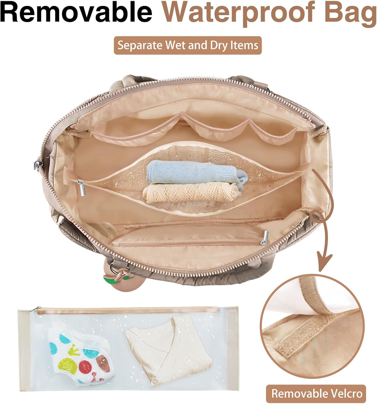Diaper Bag Tote, Puffer Diaper Tote Bags for Women Lightweight Travel Work Hospital Baby Bag Crossbody Mommy Bag
