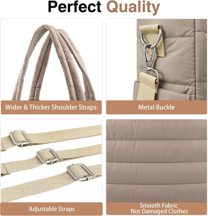 Diaper Bag Tote, Puffer Diaper Tote Bags for Women Lightweight Travel Work Hospital Baby Bag Crossbody Mommy Bag
