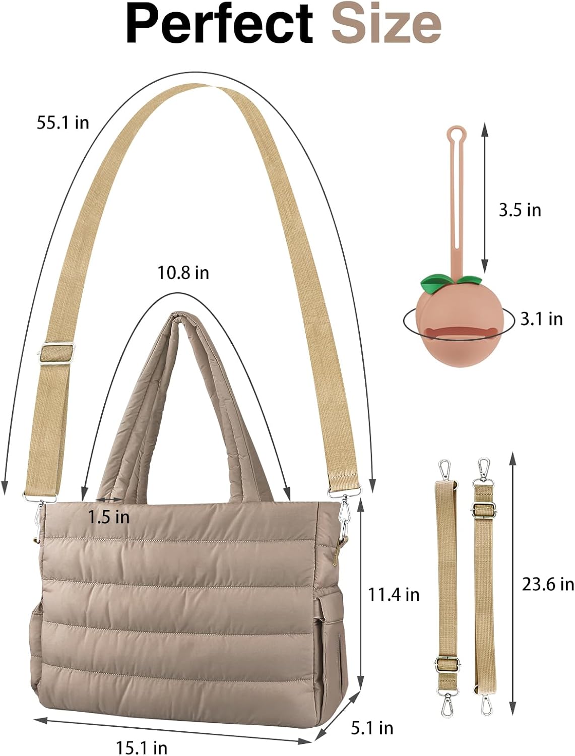 Diaper Bag Tote, Puffer Diaper Tote Bags for Women Lightweight Travel Work Hospital Baby Bag Crossbody Mommy Bag