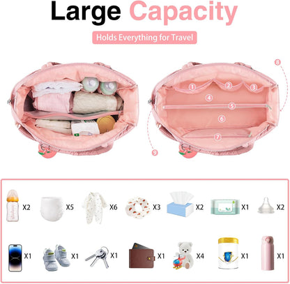 Diaper Bag Tote, Puffer Diaper Tote Bags for Women Lightweight Travel Work Hospital Baby Bag Crossbody Mommy Bag