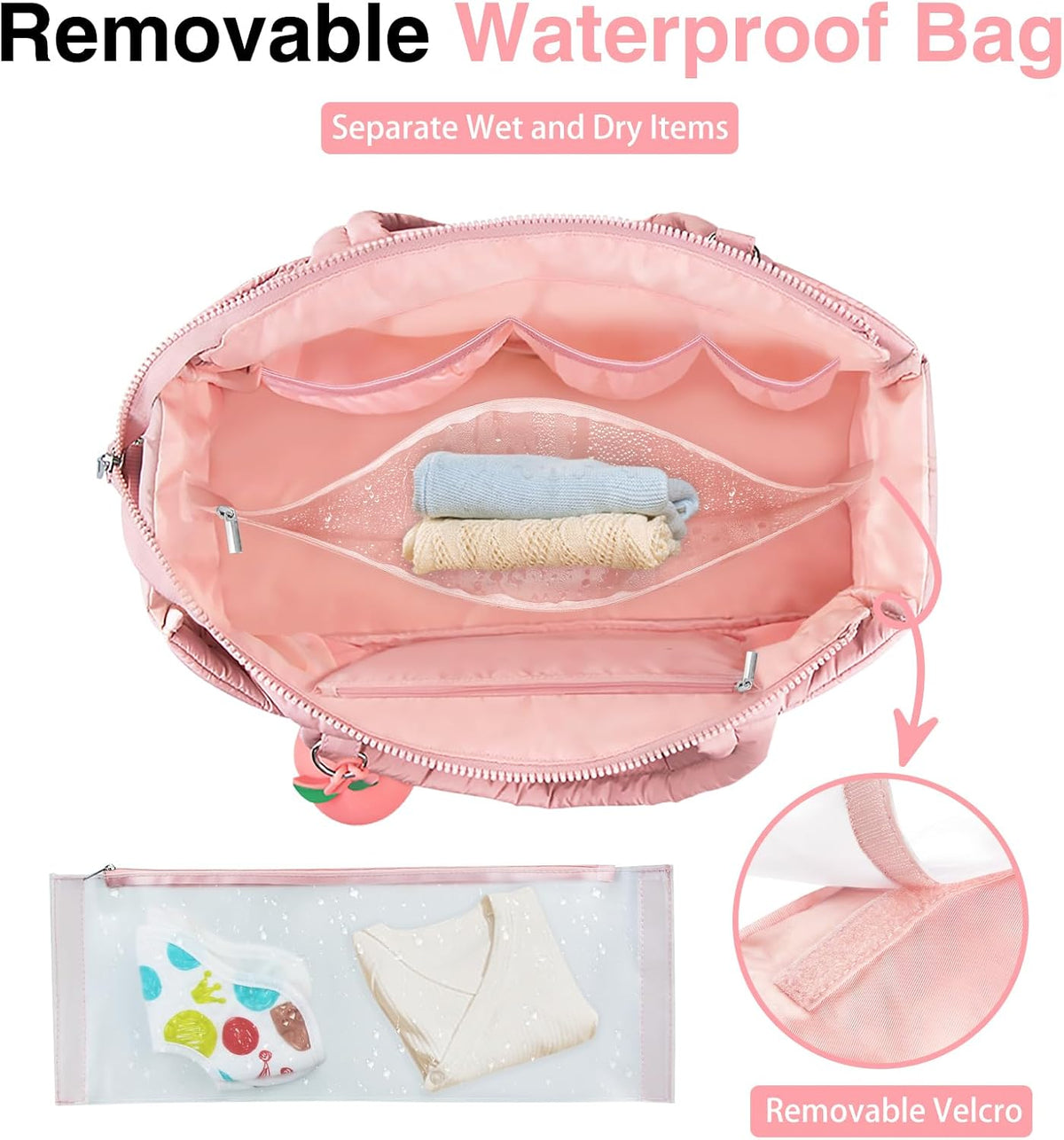 Diaper Bag Tote, Puffer Diaper Tote Bags for Women Lightweight Travel Work Hospital Baby Bag Crossbody Mommy Bag