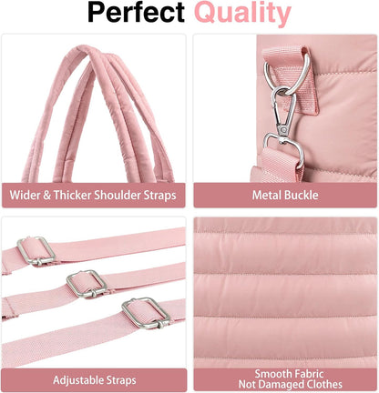 Diaper Bag Tote, Puffer Diaper Tote Bags for Women Lightweight Travel Work Hospital Baby Bag Crossbody Mommy Bag