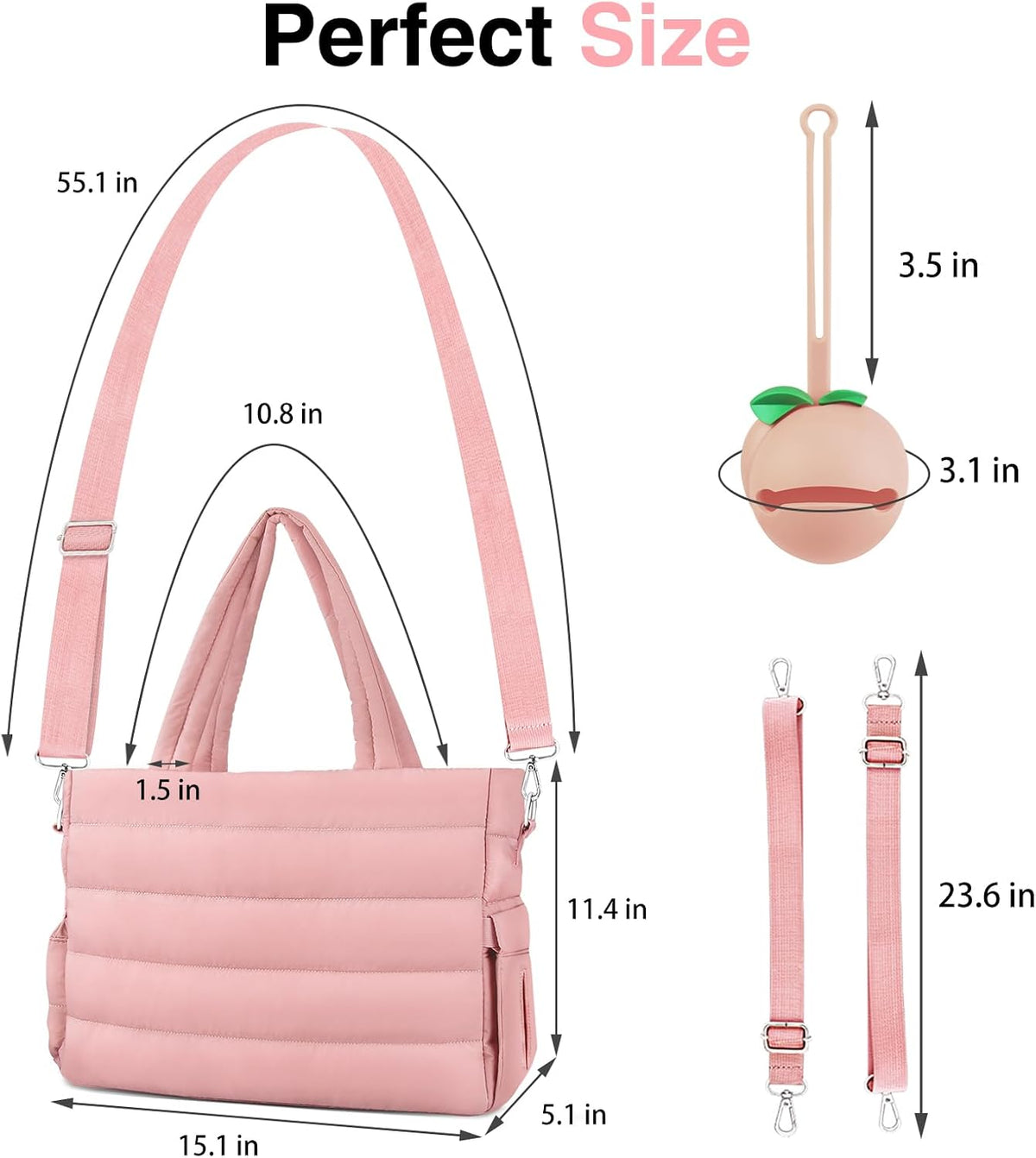 Diaper Bag Tote, Puffer Diaper Tote Bags for Women Lightweight Travel Work Hospital Baby Bag Crossbody Mommy Bag